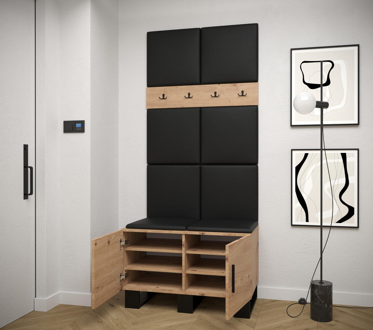 GARDEROBEN-SET 196/84/45,6 - Pink/Schwarz, Holz/Kunststoff (84/196/45.6cm) - Abiks Möbel