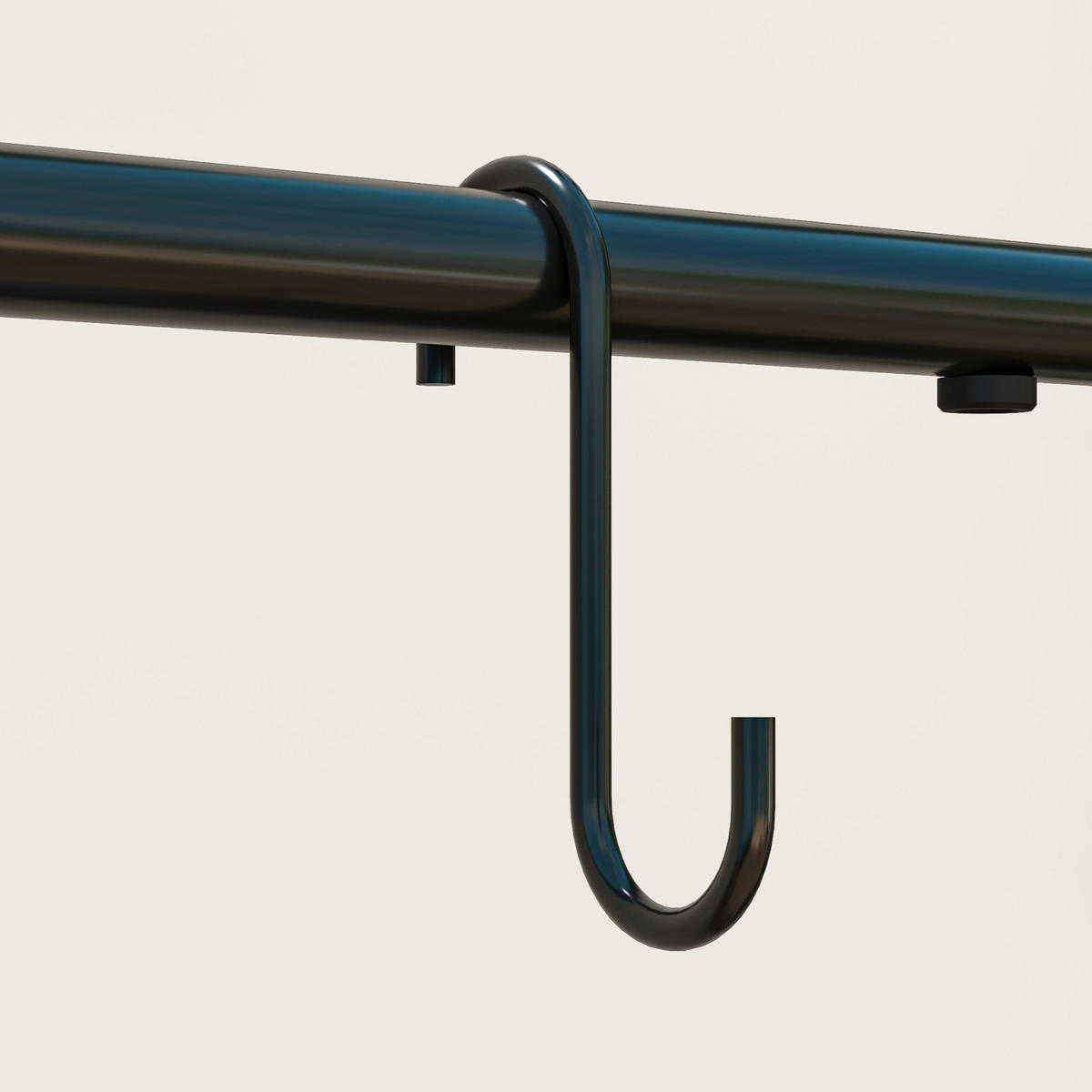 GARTENREGAL aus Metall 75x25x137 cm in Schwarz mit Hängestange & 3 Haken - Schwarz, Metall (25/137/75cm) - Modfu