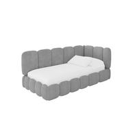 EINZELLBETT Jugendbett mit Bettkasten und Matratze H3/H4, Links - AVRY 80x200 Grau - Hellgrau, Holzwerkstoff/Textil (80/200cm) - ALTDECOR
