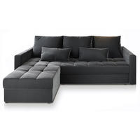 ECKSOFA KOS PIK Grau Plüsch-Stoff mit Schlaffunktion - Grau, Holz (220/140cm) - MASSENO