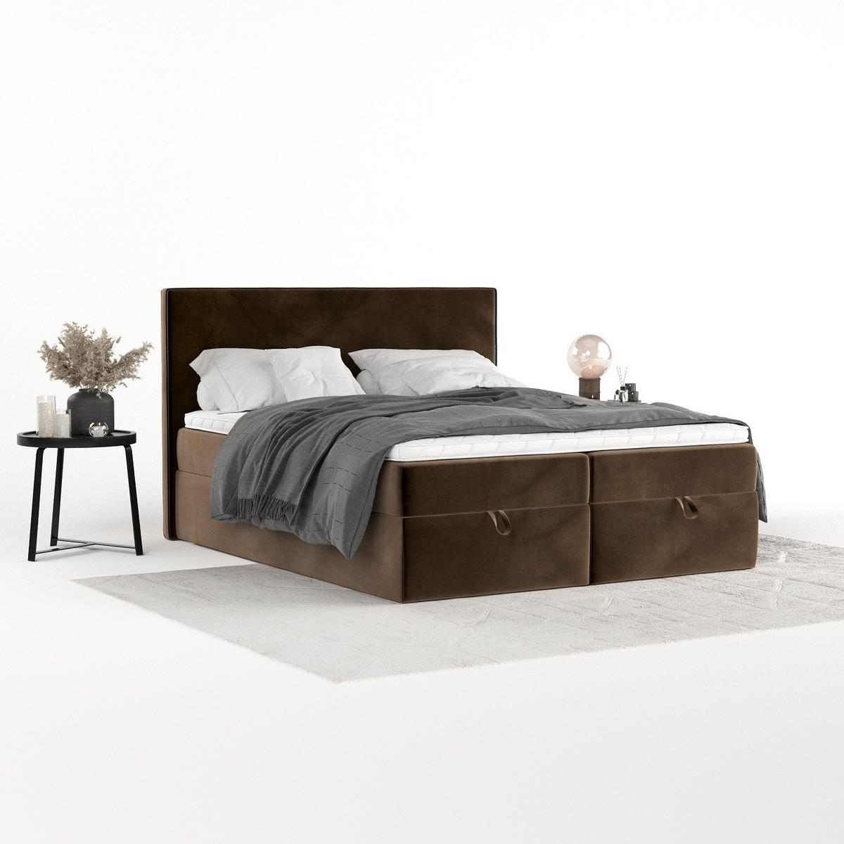 BOXBETT Velma 180/200 cm Braun im Kronos Stoff - Schwarz/Braun, Holz/Holzwerkstoff (180/200cm) - AltaBeds