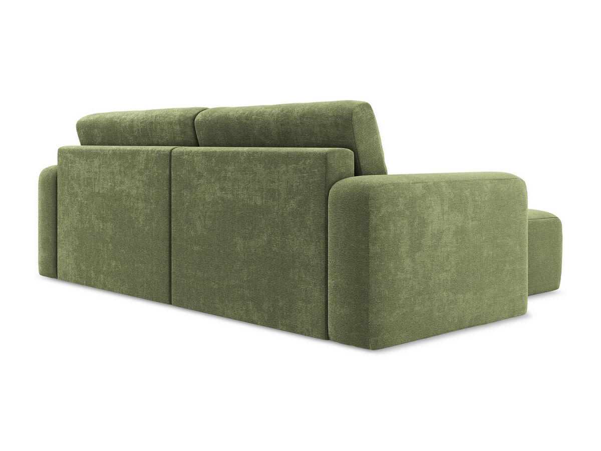 ECKSOFA mit Schlaffunktion links Chenille Stoff Grün - Schwarz/Grau, Kunststoff/Textil (149/244cm) - Makamii