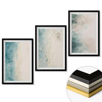 WANDBILDER 3er-Set - 40x60 cm Schwarzer Rahmen - Minimalismus auf Aquarellleinwand - Schwarz, Kunststoff (40/60cm) - ArtPrintCave