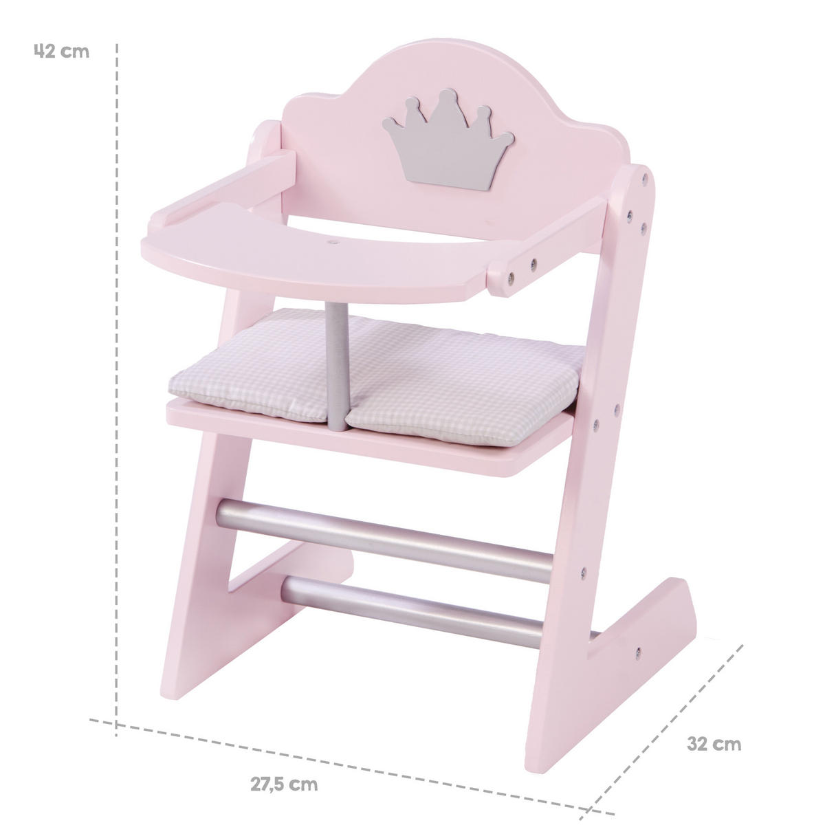 PUPPENHOCHSTUHL Prinzessin Sophie - Rosa, Holz (27.5/42/32cm) - Roba