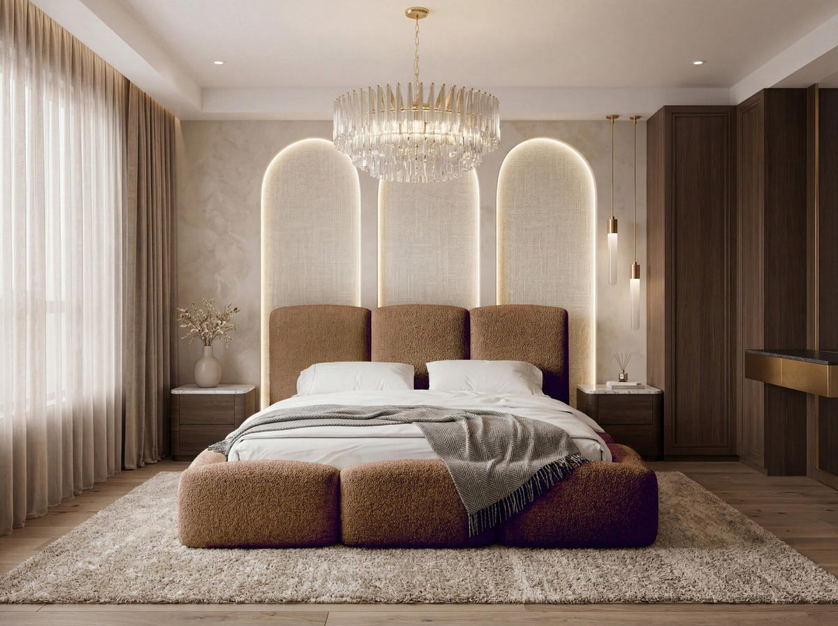POLSTERBETT Harmony mit Bettkasten, Braun Boucle 120x200 cm - Beige/Birkefarben, Holzwerkstoff/Kunststoff (120/200cm) - WFL GROUP