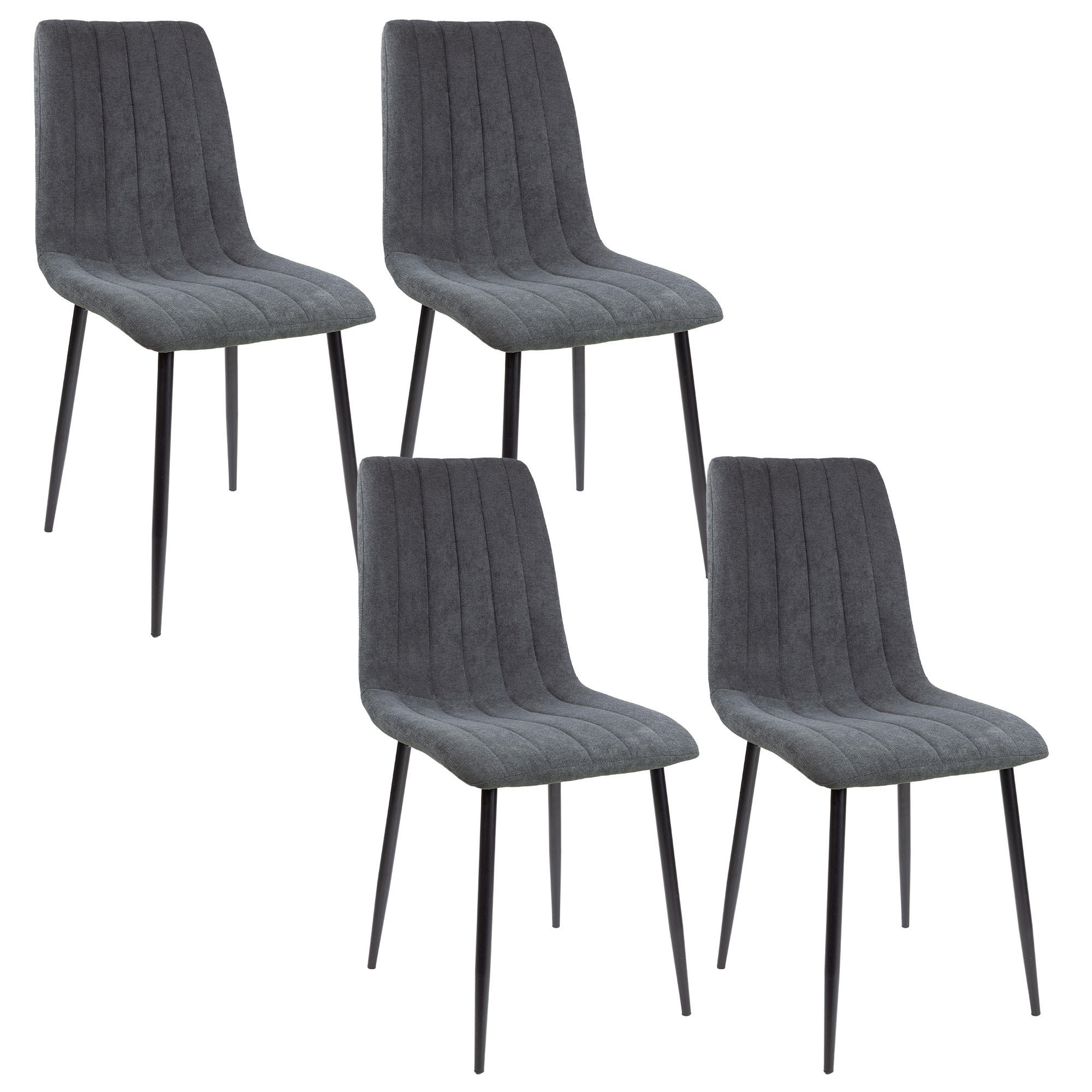 STUHL GARDA Stoffbezug Metallbeine 4er Set Anthrazit - Anthrazit, Textil/Metall (45/90/44cm) - Albatros