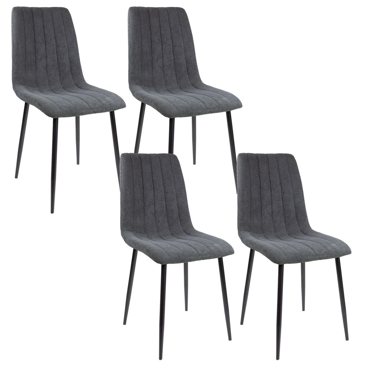 STUHL GARDA Stoffbezug Metallbeine 4er Set Anthrazit - Anthrazit, Textil/Metall (45/90/44cm) - Albatros