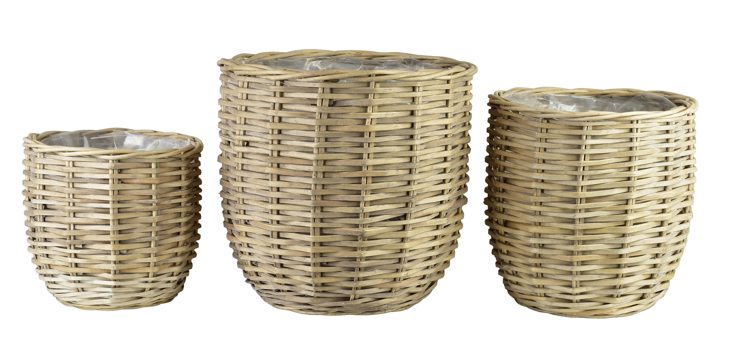 BLUMENTOPF Gustav 3er Set beige 46/46/44 cm Weide - Beige, Holzwerkstoff (46cm) - Mondex