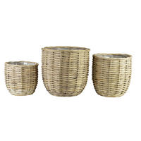 BLUMENTOPF Gustav 3er Set beige 46/46/44 cm Weide - Beige, Holzwerkstoff (46cm) - Mondex