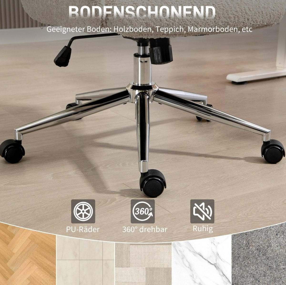 BÜROSTUHL höhenverstellbar mit Kopfstütze Polyester Light Gray - Hellgrau, Kunststoff (65/123/75cm) - Meubliv