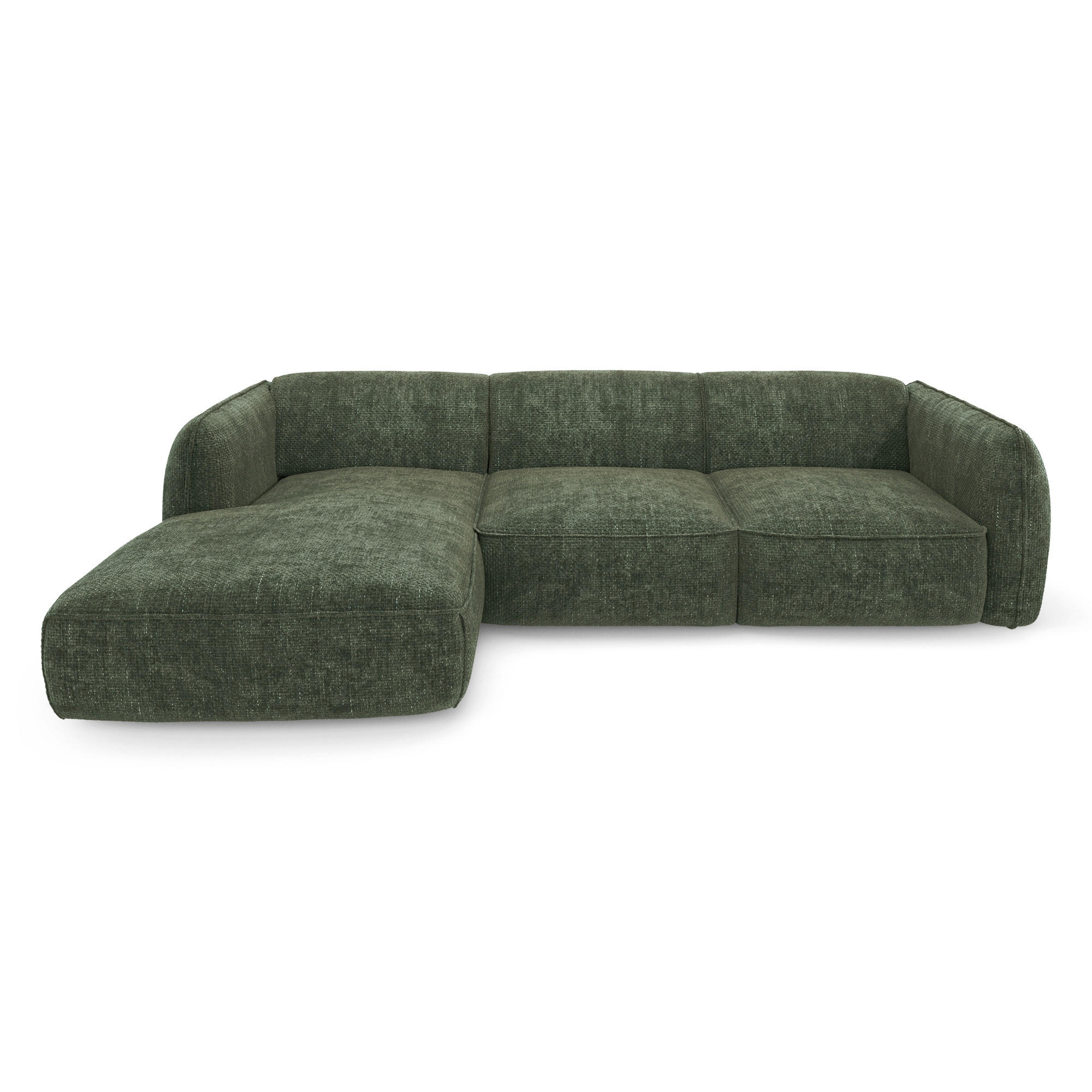 ECKSOFA LINKS Rastervelours Olivgrün 272cm - Olivgrün, Textil (165/272cm) - Sia Home