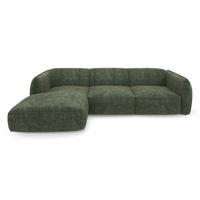 ECKSOFA LINKS Rastervelours Olivgrün 272cm - Olivgrün, Textil (165/272cm) - Sia Home