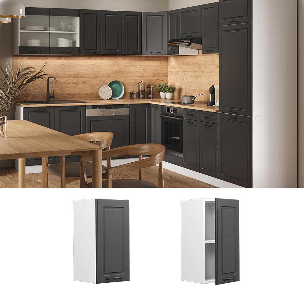 HÄNGESCHRANK R-Line Anthrazit Landhaus 30 cm - Anthrazit/Weiß, Holzwerkstoff (30/60/31cm) - Vicco