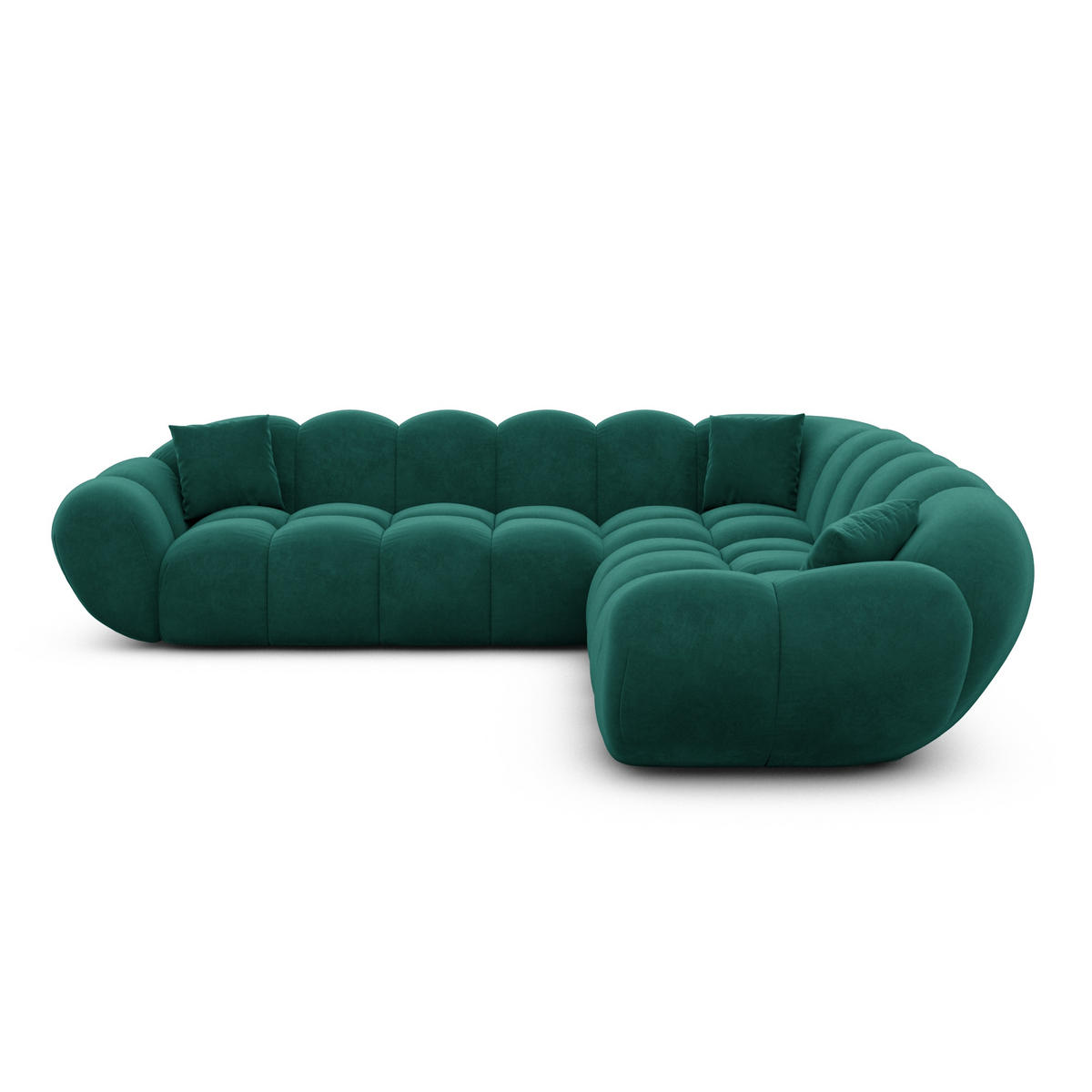 ECKSOFA Liva Smaragdgrün Samtstoff - Smaragdgrün, Textil (258/258cm) - VAROYAL