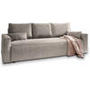 BETTSOFA MENI Beige Kordstoff mit Schlaffunktion - Beige, Textil (232/83/87cm) - MASSENO