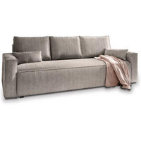 BETTSOFA MENI Beige Kordstoff mit Schlaffunktion - Beige, Textil (232/83/87cm) - MASSENO