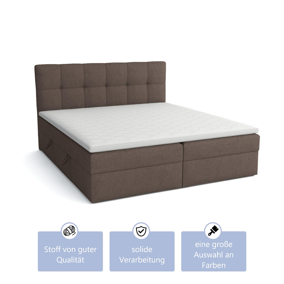 BOXBETT Doppelbett Corino Braun 160x200 cm - Braun, Naturmaterialien (160/200cm)