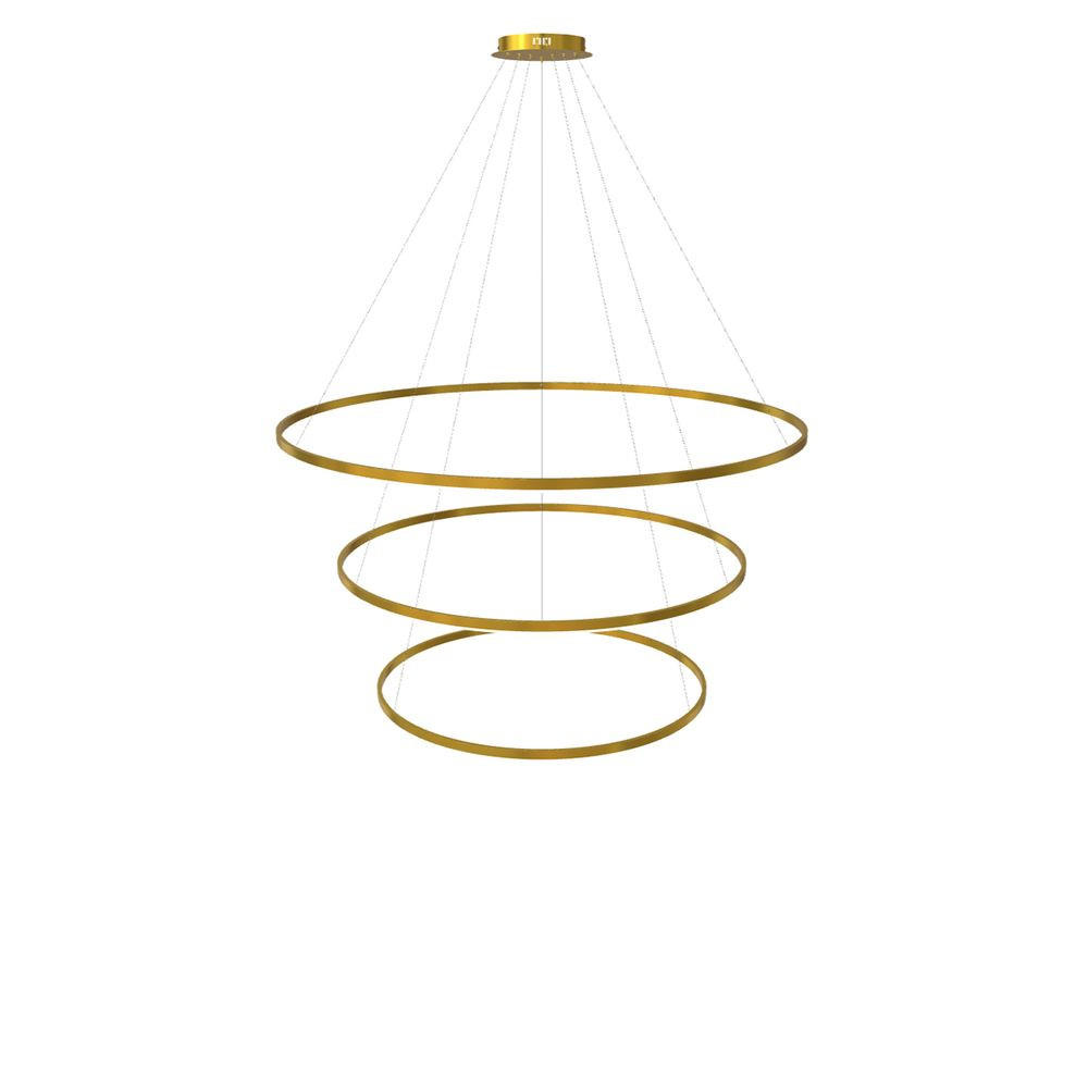 LED-HÄNGELAMPE 3er Ring Gold Ø 150 | 120 | 100cm - Goldfarben, Metall (1.3/150/3.3cm) - s.luce