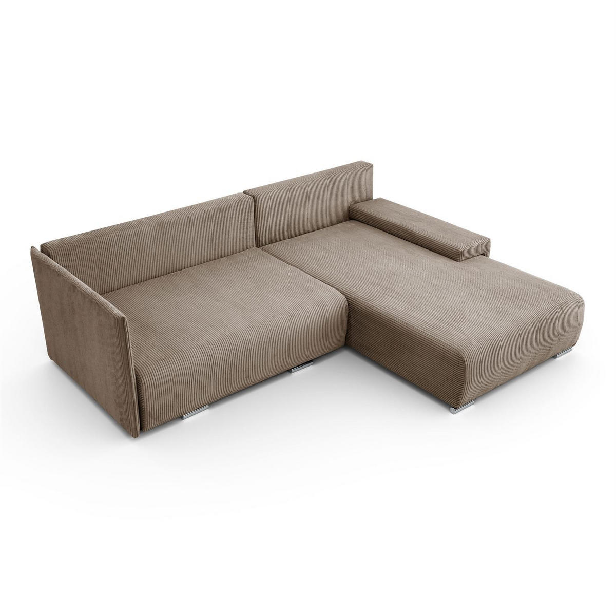 ECKSOFA LAVIO L mit Schlaffunktion und Bettzeugkasten Rechte - Braun, Textil (246/188cm) - Lookway