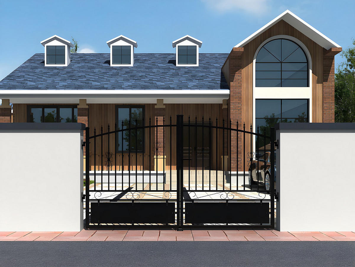 FLÜGELTOR - 301cm x 5cm - Aluminium - schwarz - NERBIS - Schwarz, Metall (301/160cm) - Vente-Unique