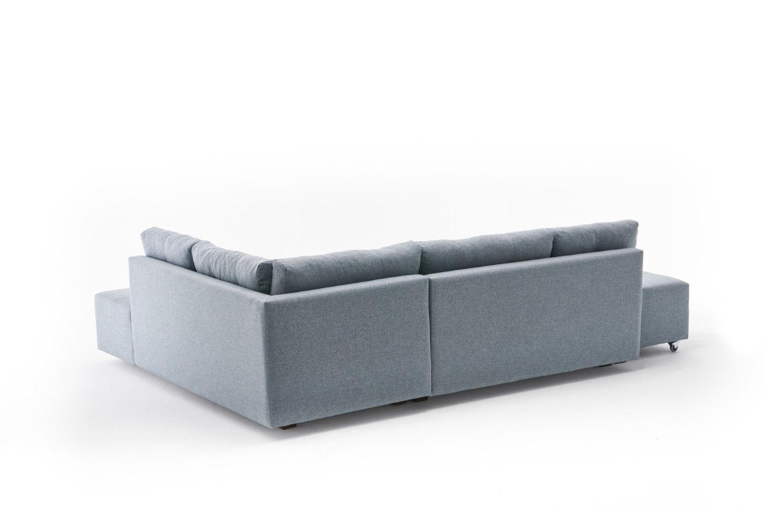 ECKSOFA mit rollbarer Schlaffunktion - Blau/Walnussfarben, Holzwerkstoff/Kunststoff (206/280cm) - myHomelando
