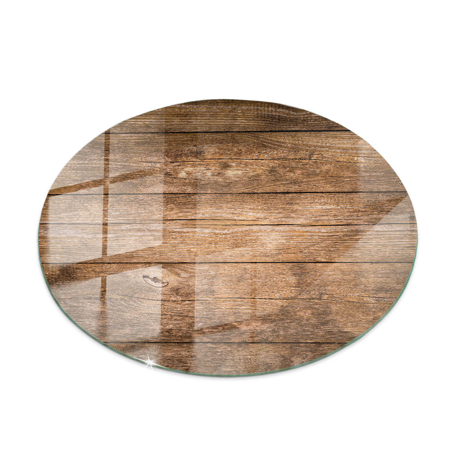 TISCHPLATTE Ø100 cm Holzstruktur Rundplatte - Dunkelbraun, Glas (100/100/0.4cm) - TULUP