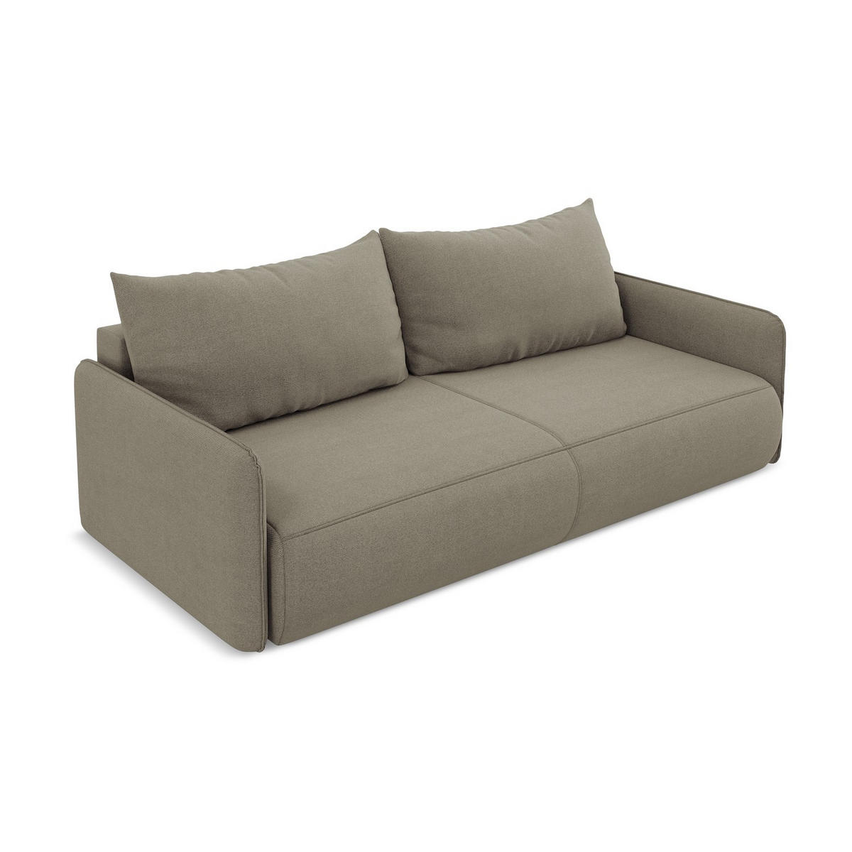 3-SITZER SOFA mit Schlaffunktion Strukturstoff Stoff Beige - Beige/Schwarz, Kunststoff/Textil (216/86/105cm) - LaMiaSofa