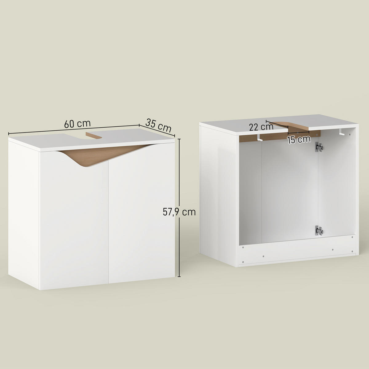 HÄNGESCHRANK Weiß 1 Stück - Weiß, Kunststoff (60/57.9/35cm) - GiPP