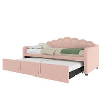 AUSZIEHBETT 90/180x200 cm aus Samt in Rosa mit LED-Beleuchtung - Rosa, Textil (90/200cm) - Flora Grace
