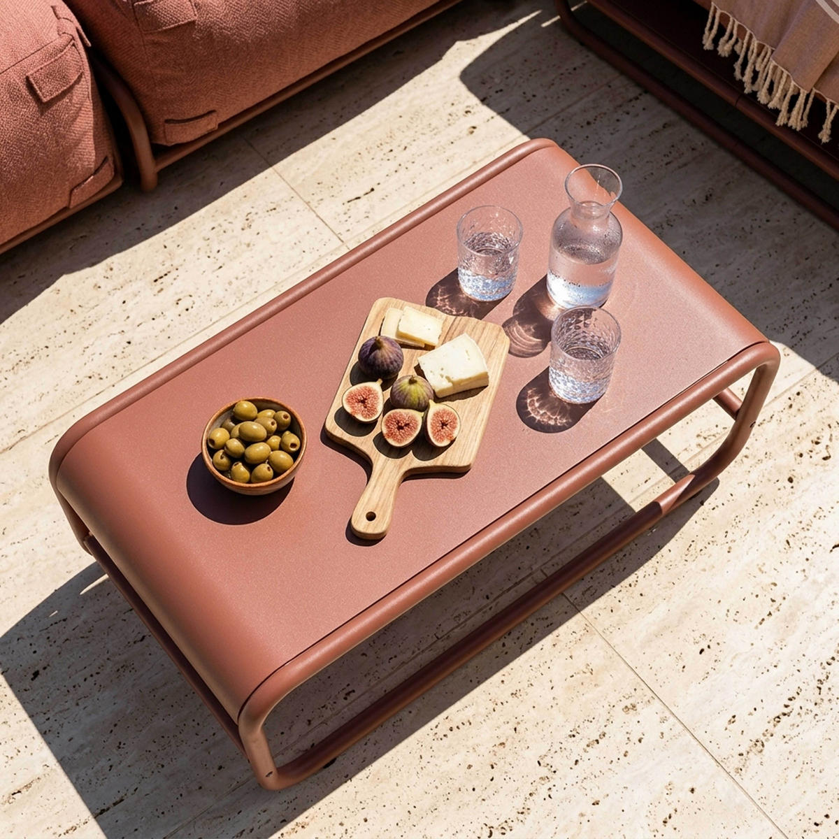 BEISTELLTISCH, terrakotta - Braun, Metall (85/40/30cm) - Oviala