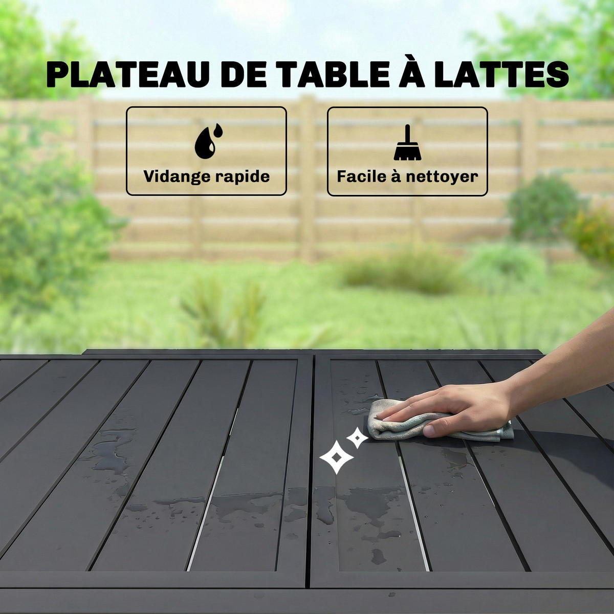 GARTENTISCH DE-14189 80/160 cm, für 4-6 Personen Schwarz - Schwarz, Metall (160/80/75cm) - ComfortXL