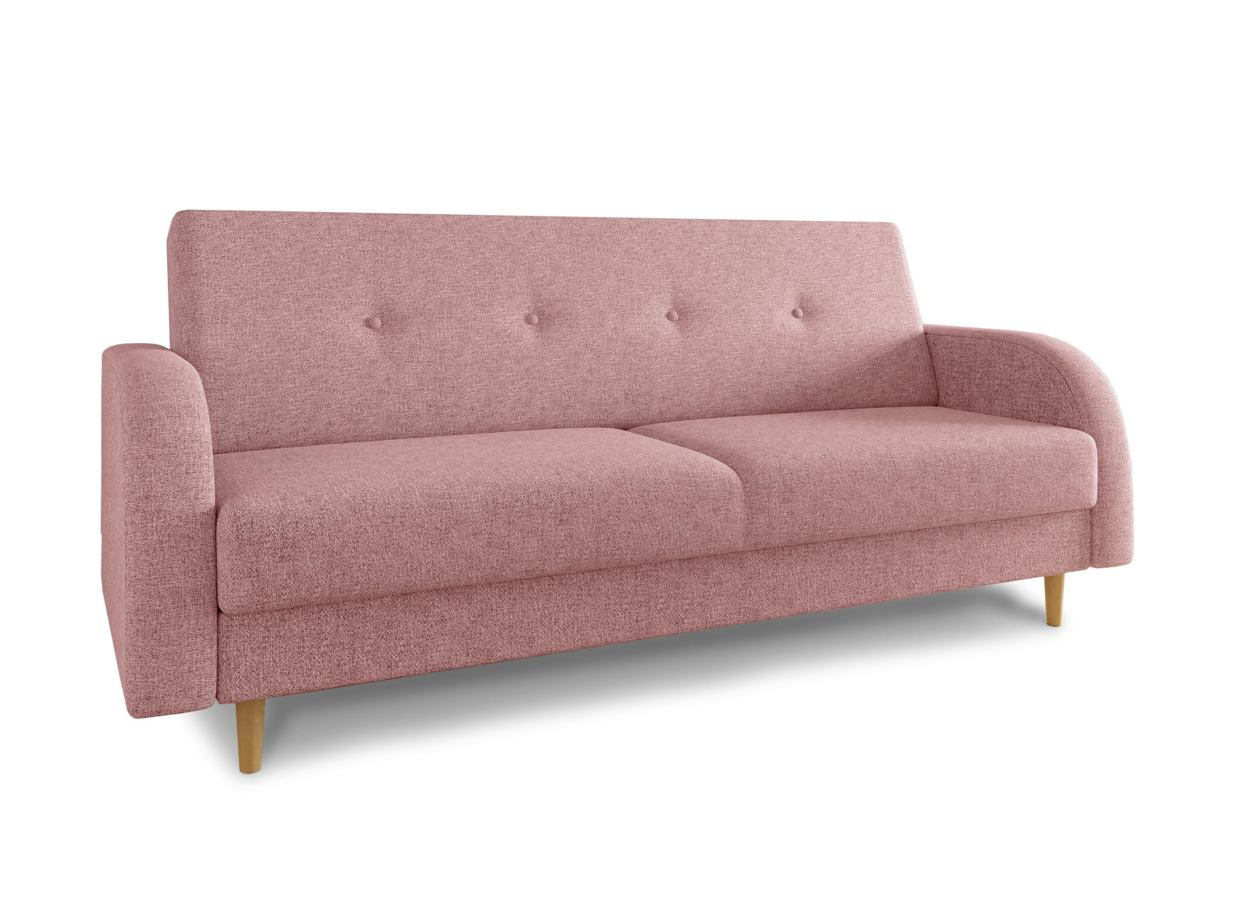 SCHLAFSOFA Kelso - Beige/Rosa, Holz/Textil (215/89/89cm)