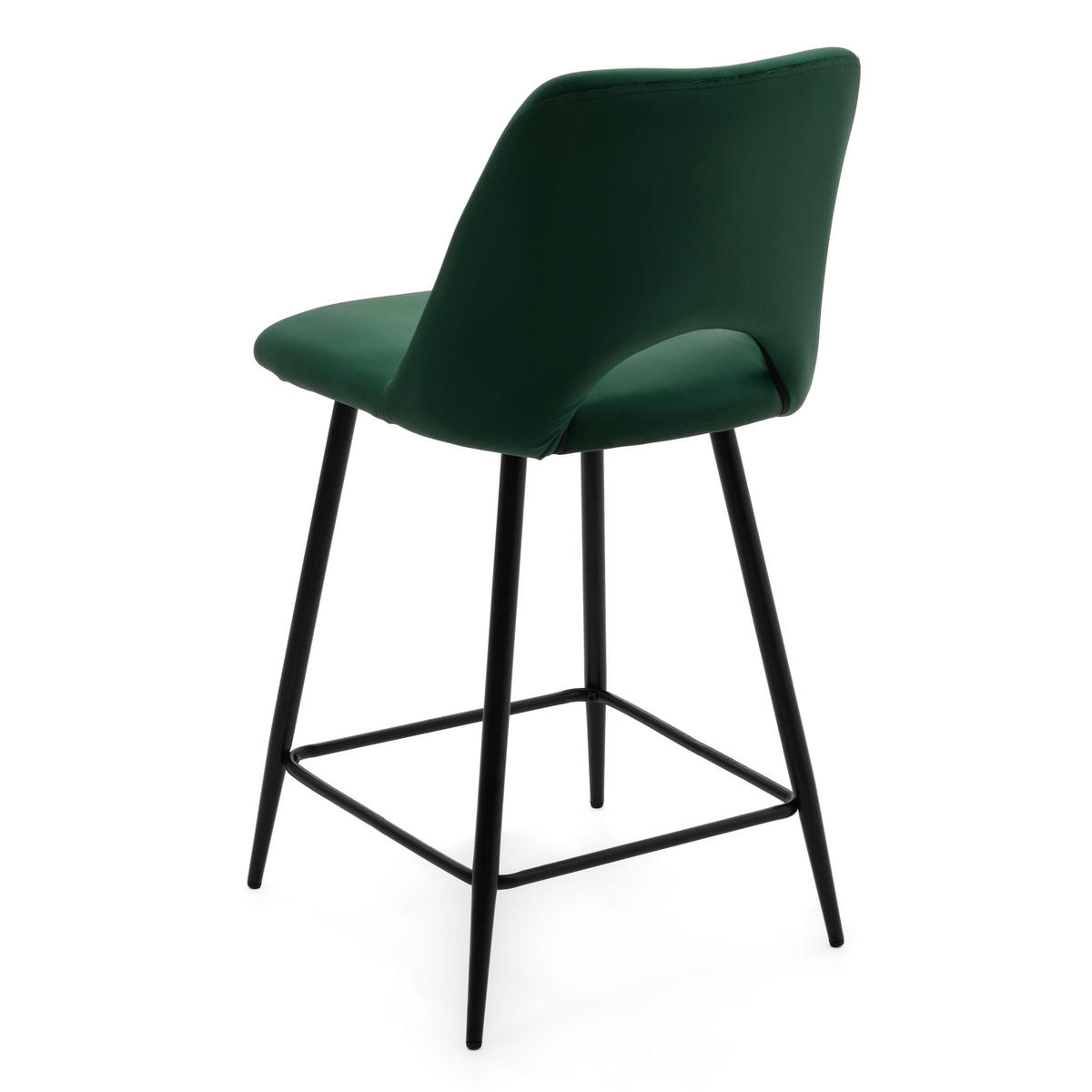 BARHOCKER ORO gepolsterter mit Steppung - grün - Samt Velour - Schwarz/Grün, Textil/Metall (48/94/55cm) - NEW HOME
