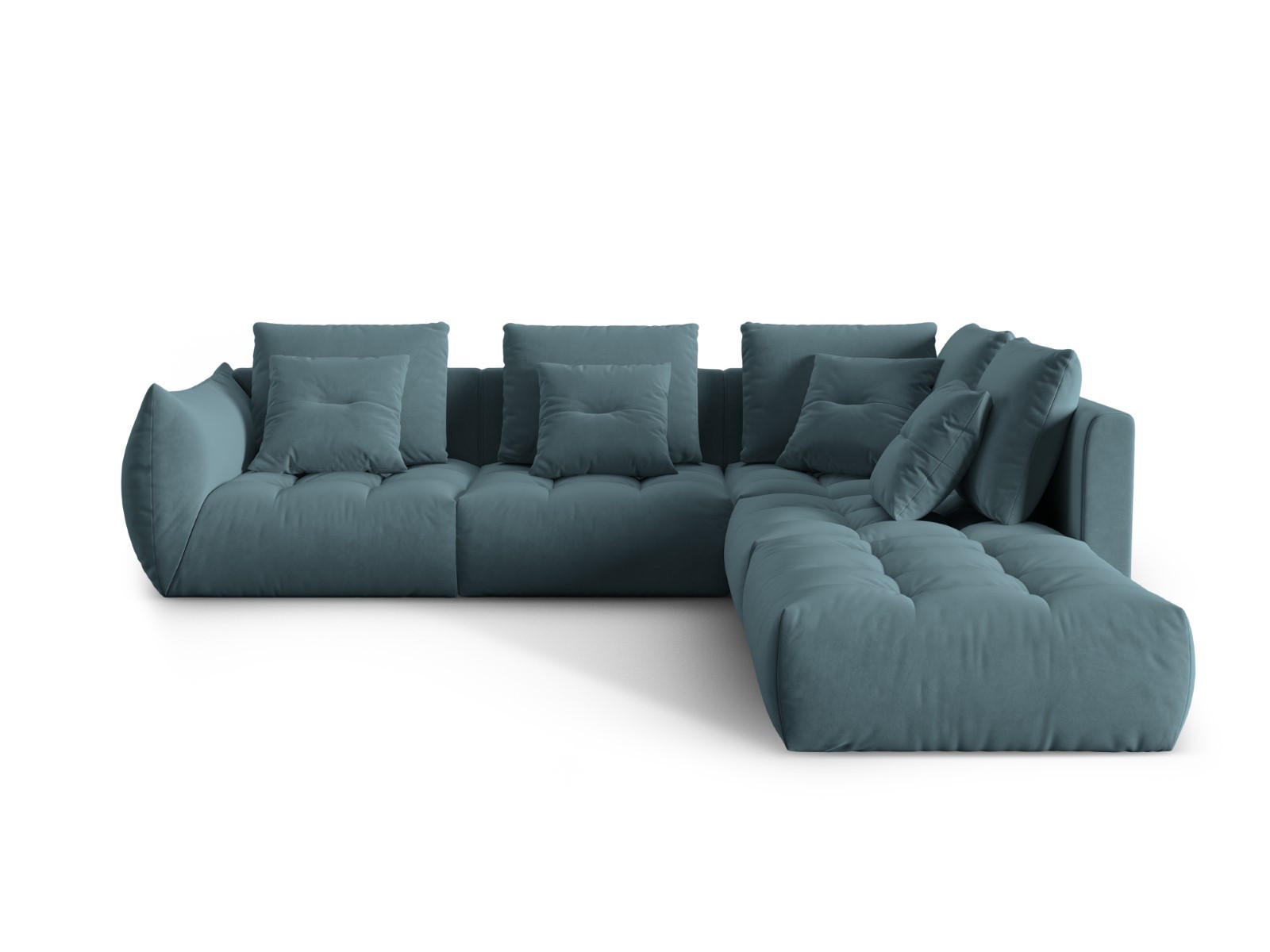 ECKSOFA modular rechts Bloom aus Samt pastellblau 4 Sitzplätze - Pastellblau, Textil (310/316cm) - Micadoni