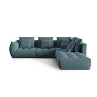 ECKSOFA modular rechts Bloom aus Samt pastellblau 4 Sitzplätze - Pastellblau, Textil (310/316cm) - Micadoni