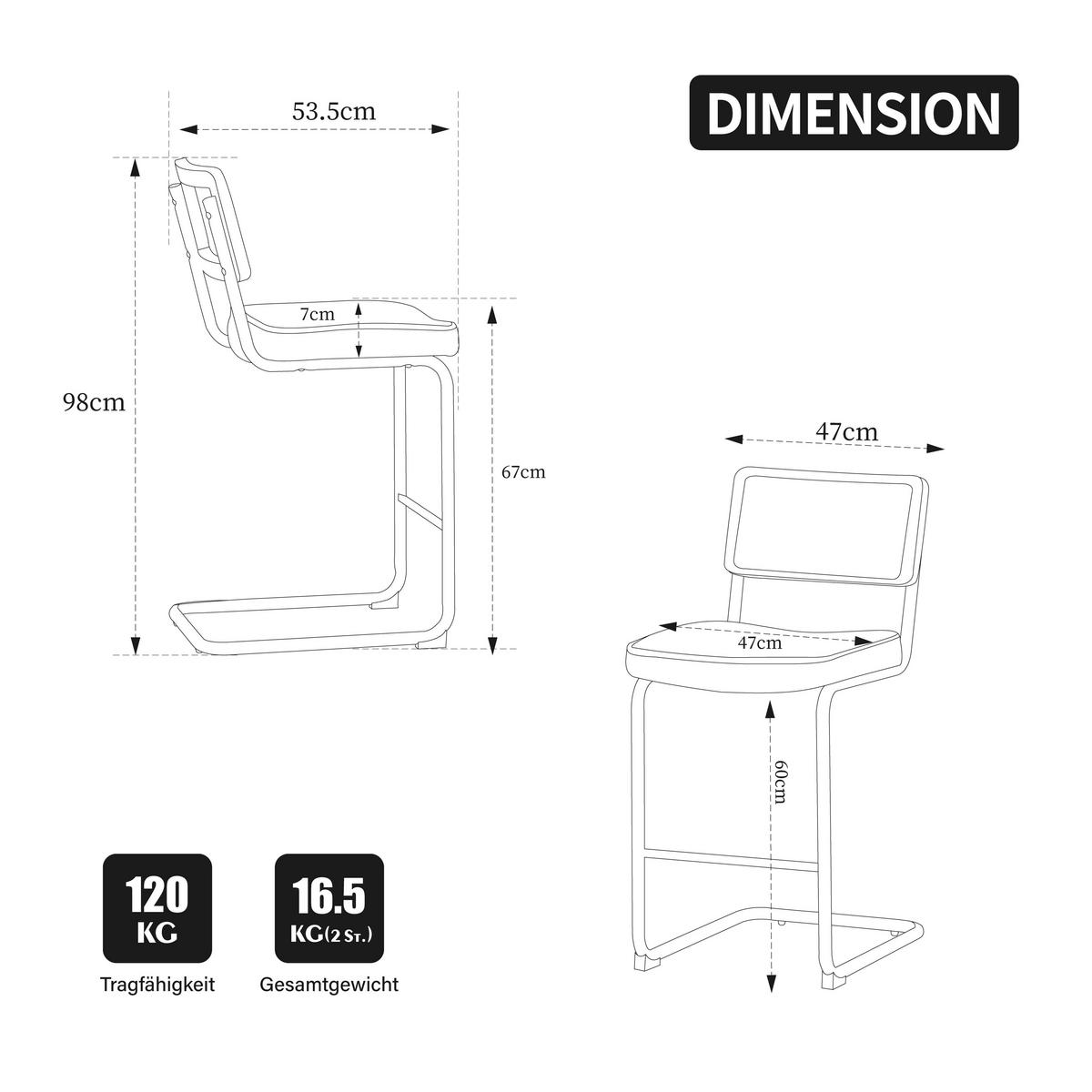 BARHOCKER DE-36899 2er-Set mit Holzrahmen und Rattan-Optik Braun - Braun, Metall (53.5/98/47cm) - ComfortXL