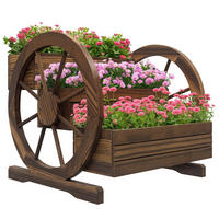 HOCHBEET 3-Stufig DE-12261 mit 2 Wagenrädern, 62/61/57 cm Braun - Braun, Holz (62/57/61cm) - ComfortXL