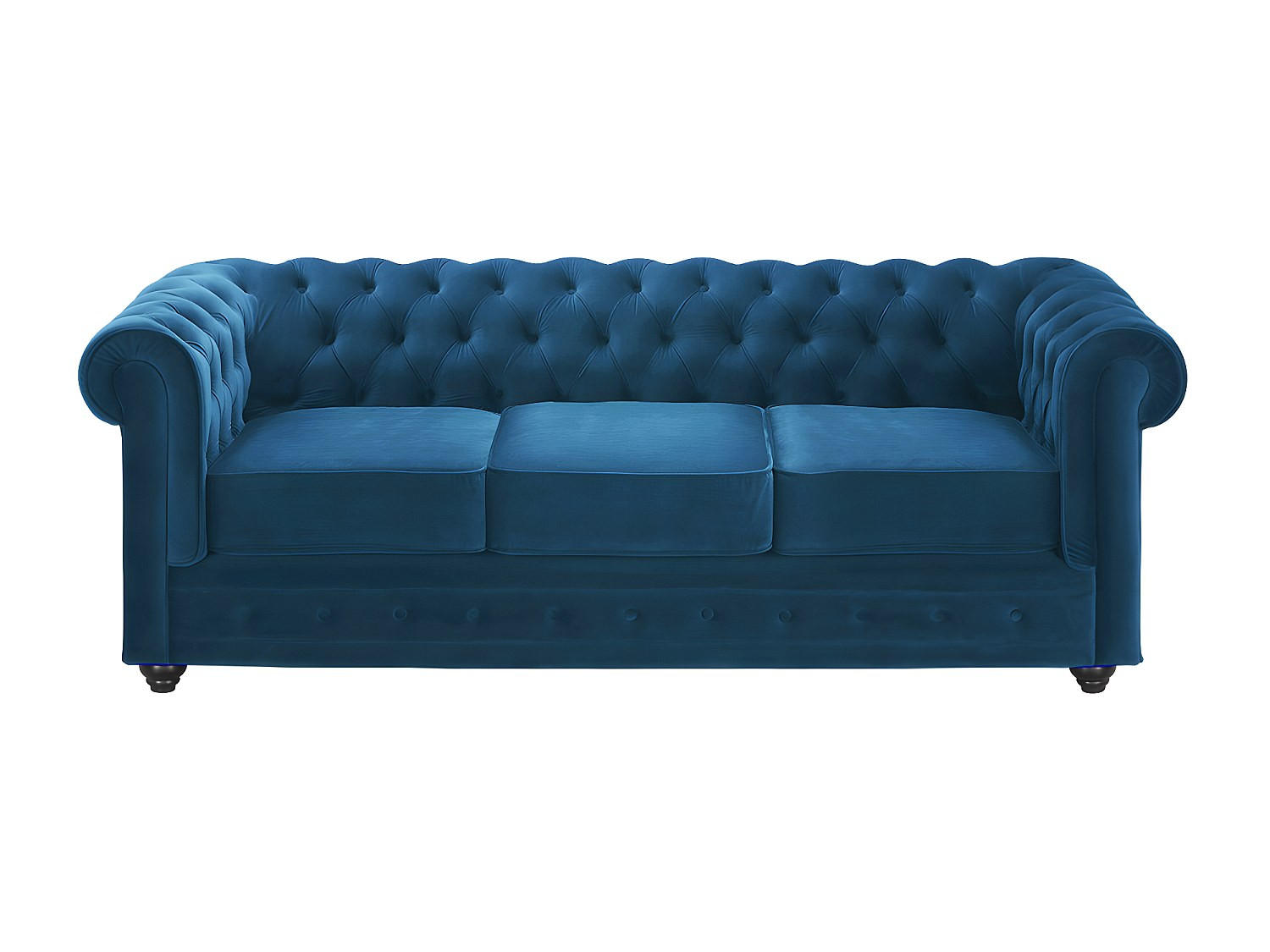 SOFA ohne Schlafmöglichkeit - 3 Personen - Samt, Stoff - Blaugrün - - Petrol, Textil (205/72/88cm) - Vente-Unique