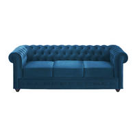 SOFA ohne Schlafmöglichkeit - 3 Personen - Samt, Stoff - Blaugrün - - Petrol, Textil (205/72/88cm) - Vente-Unique