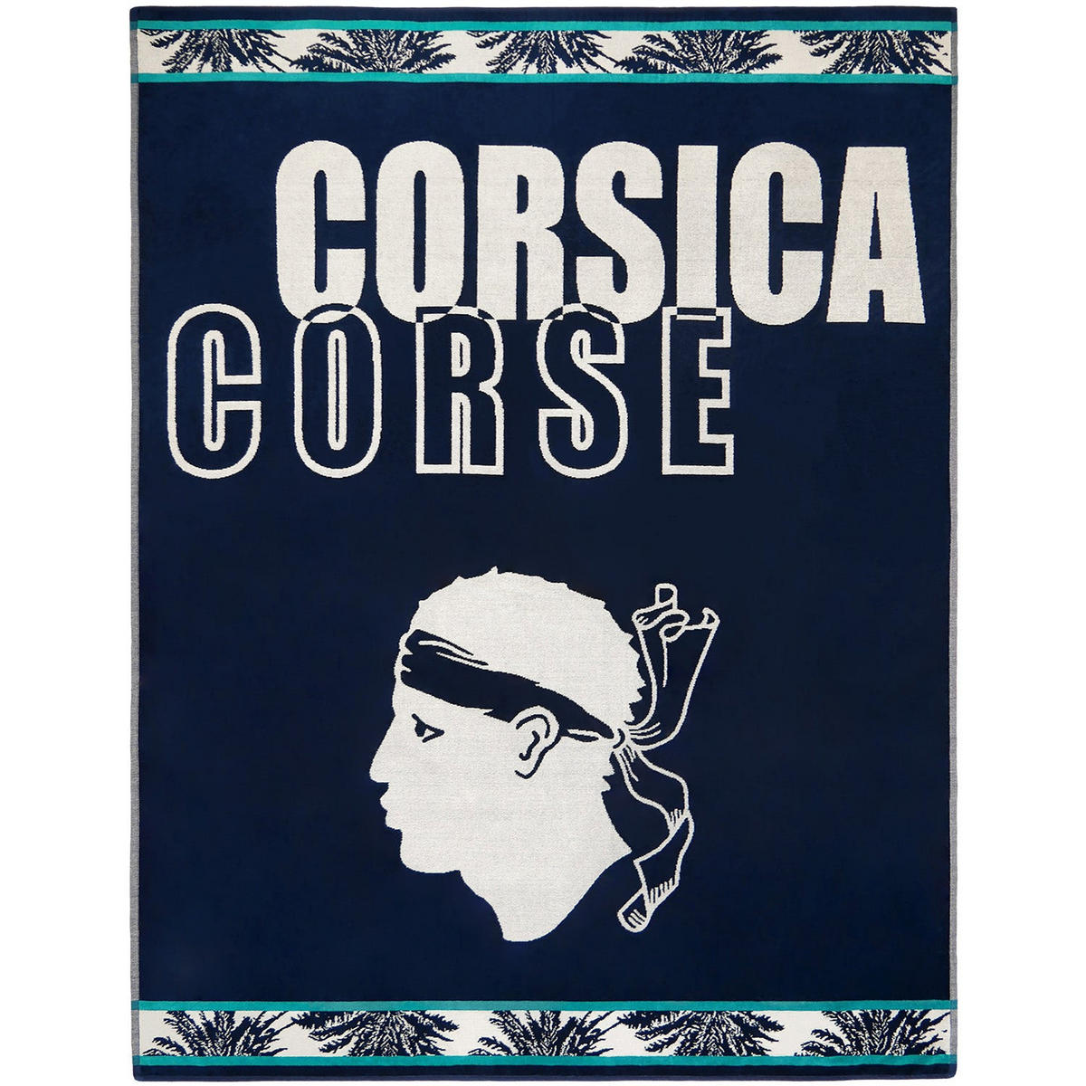 STRANDTUCH XL Velours Jacquard Blau 140x180 400g/m² - Bastia - Blau, Textil (140/180cm) - LE COMPTOIR DE LA PLAGE