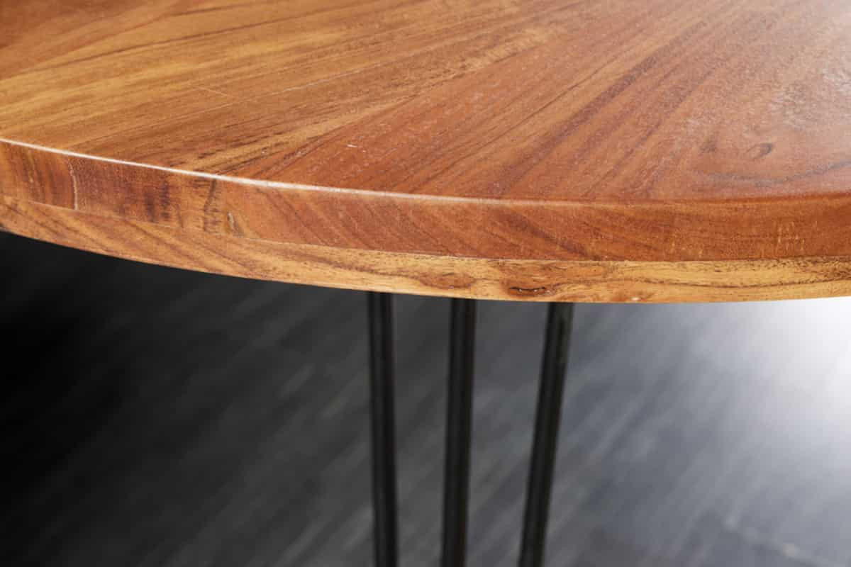 ESSTISCH SCORPION rund Akazie Natur 120cm - Schwarz/Braun, Holz/Metall (120/120/77cm) - riess-ambiente