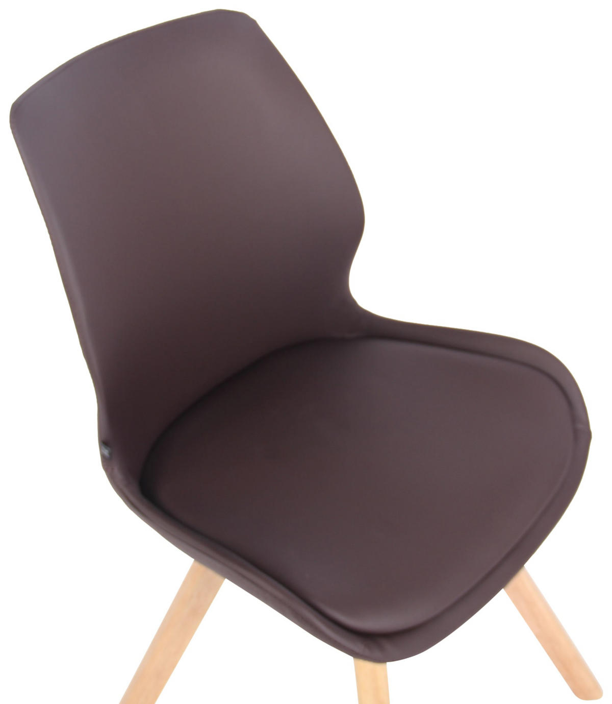 STUHL 2er Set Lederlook braun - Eukalyptusholzfarben/Braun, Holz/Textil (49/87.5/58cm) - CLP