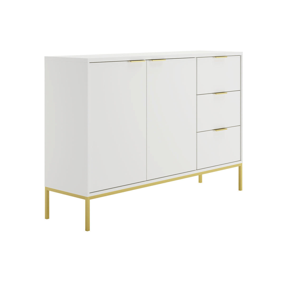 KOMODA Seattle Bela - zlate barve/bela, leseni material (150/100.4/40cm) - Petits-meubles