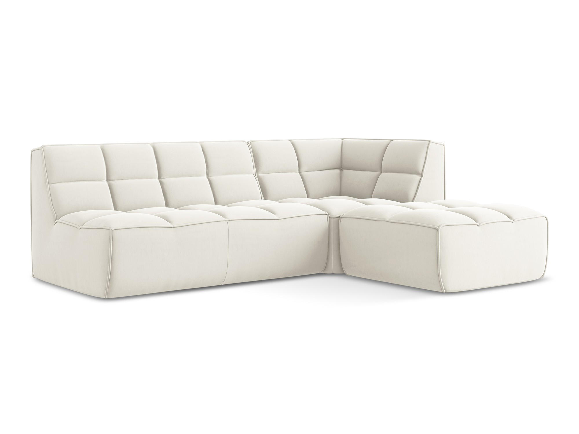 ECKSOFA Beidseitig Samt Stoff Beige - Beige/Creme, Kunststoff/Textil (258/178cm) - Makamii