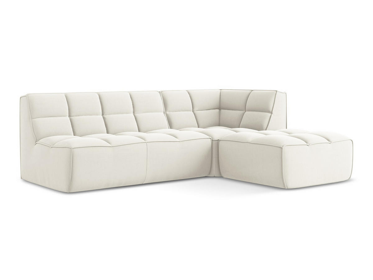 ECKSOFA Beidseitig Samt Stoff Beige - Beige/Creme, Kunststoff/Textil (258/178cm) - Makamii