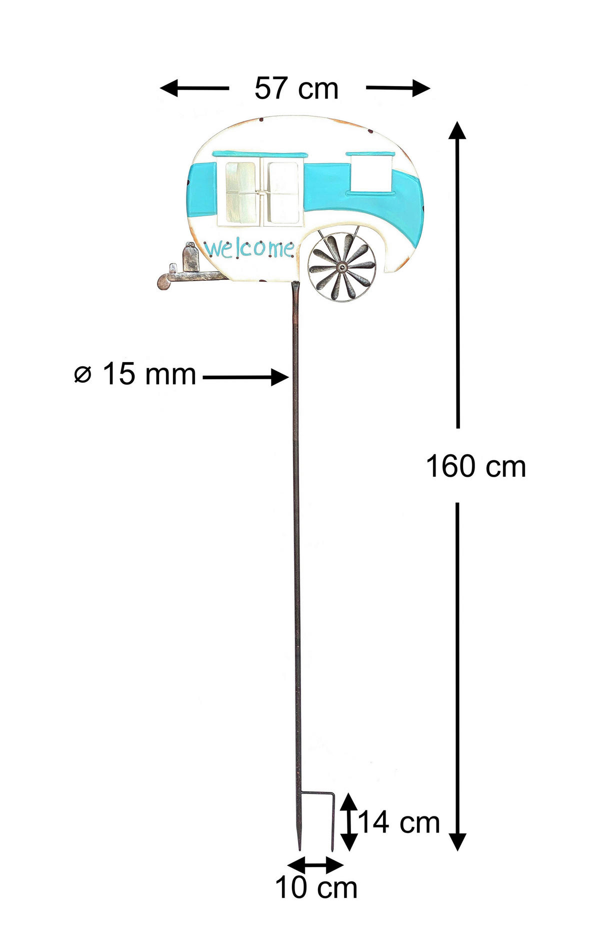 GARTENSTECKER Wohnwagen XL Metall Blau Weiß 160 cm - Blau, Metall (57/160/11cm) - DanDiBo