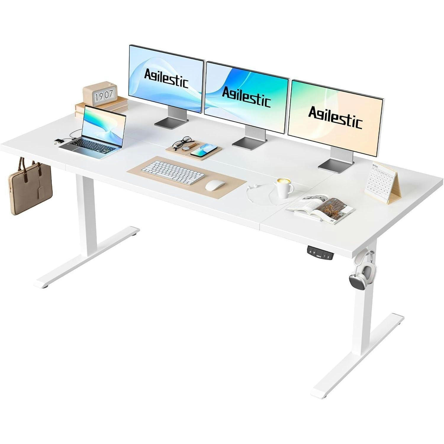SCHREIBTISCH Höhenverstellbar Elektrisch 180 x 80 cm Weiß - Weiß, Metall (180/80/75cm)