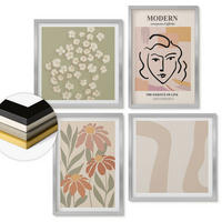 WANDBILDER 4er Set - 50x50 cm & 40x60 cm Silberner Rahmen - Moderne abstrakte Frau - Silberfarben, Kunststoff (50/50cm) - ArtPrintCave