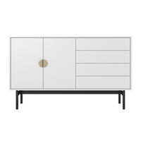 SIDEBOARD Stoon Weiß / Schwarz mit 4 Schubladen 154 cm - Goldfarben/Schwarz, Holzwerkstoff/Metall (154/92.5/38cm) - Selsey