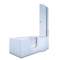 SENIORENDUSCHE mit Tür S12D-L-EC 170x85cm - Weiß, Glas/Kunststoff (170/85/200cm) - AcquaVapore by Sandra Jentho